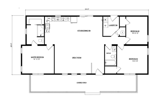 Plan #207 – 26' x 56' | 1,430 Sq Ft | 3 Bed, 2 Bath Turnkey Cabin with Exceptional Layout