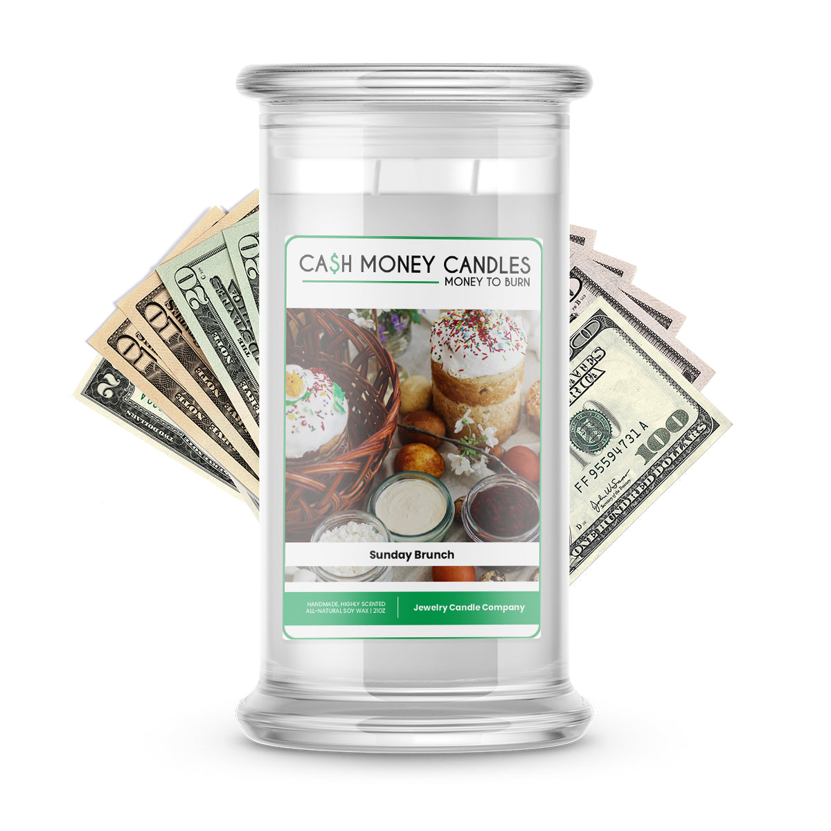 Sunday brunch cash money candle