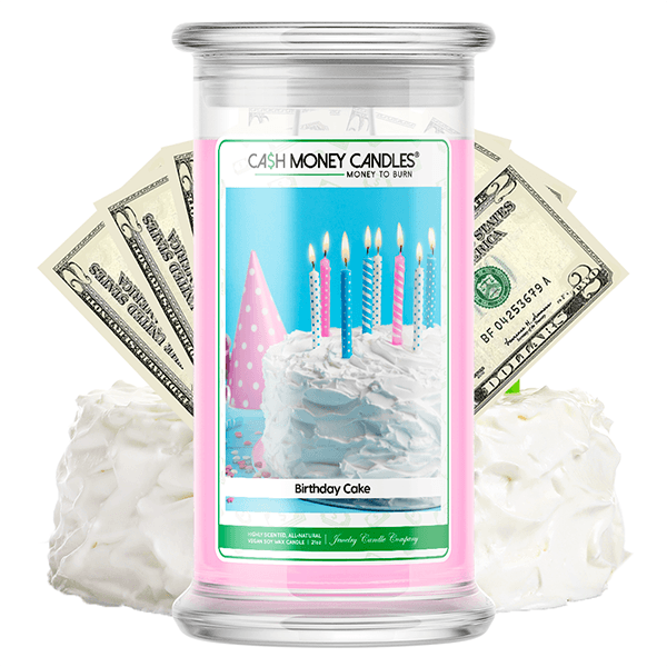 christmas tree candle with money inside Birthday Cake Cash Money Candle