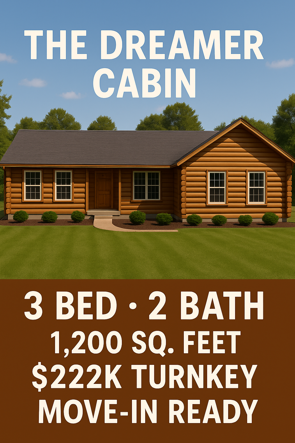 The Dreamer Cabin (3 bed 2 bath) Over 1200 Sq Feet