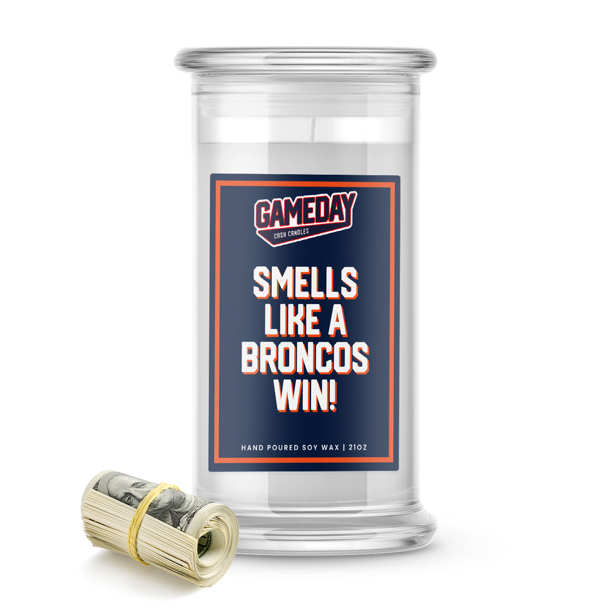 Denver Broncos Game Day Cash Candle