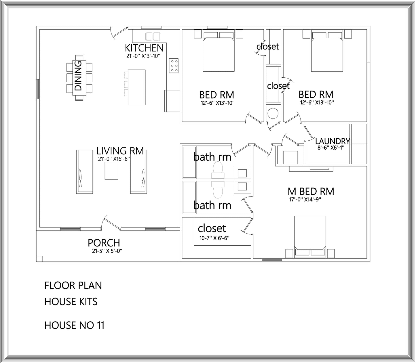 Rose Cottage Affordable Metal House Kit (3 bed 2 bath 1800 sq feet)