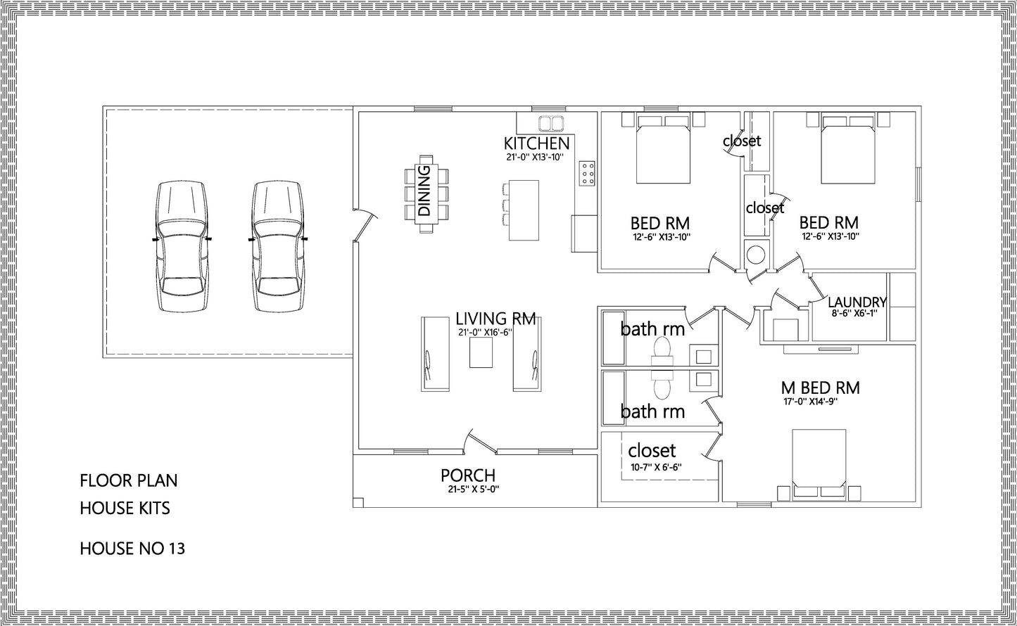 Daisy Cabin Affordable Metal House Kit (3 bed 2 bath 1693 sq feet)