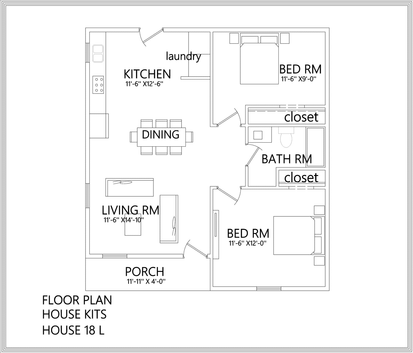 Blossom Hideaway Affordable Metal House Kit (2 bed 1 bath 721 sq feet)