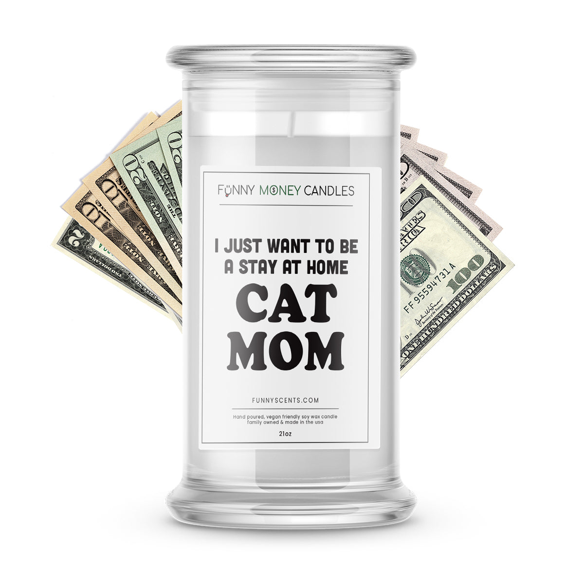 I Just Want To Be a Stay at Home Cat Mom Money Funny Candles