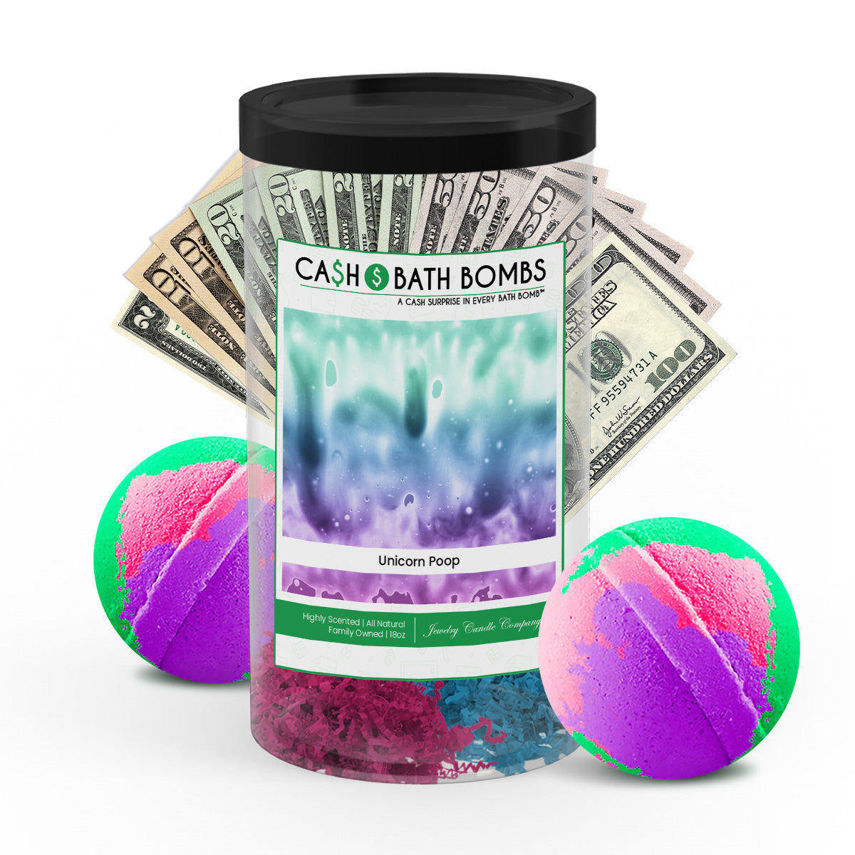 Unicorn Poop Cash Bath Bombs Twin Pack