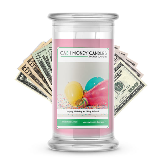 Happy Birthday yo Filthy Animal Cash Candle