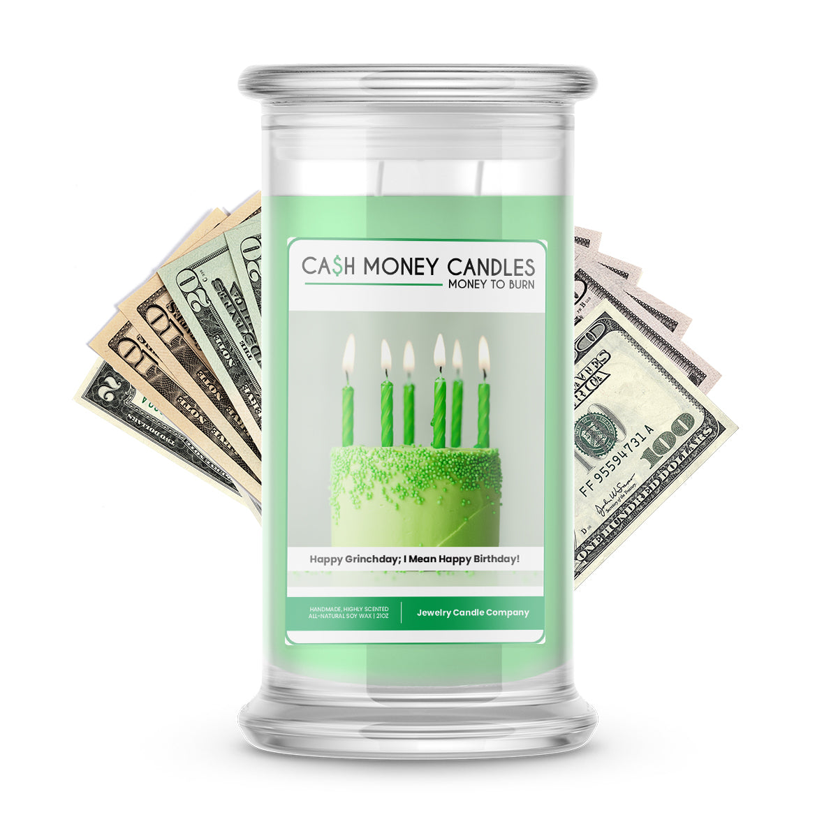 Happy Grinchday; I Mean Happy Birthday Cash Candle