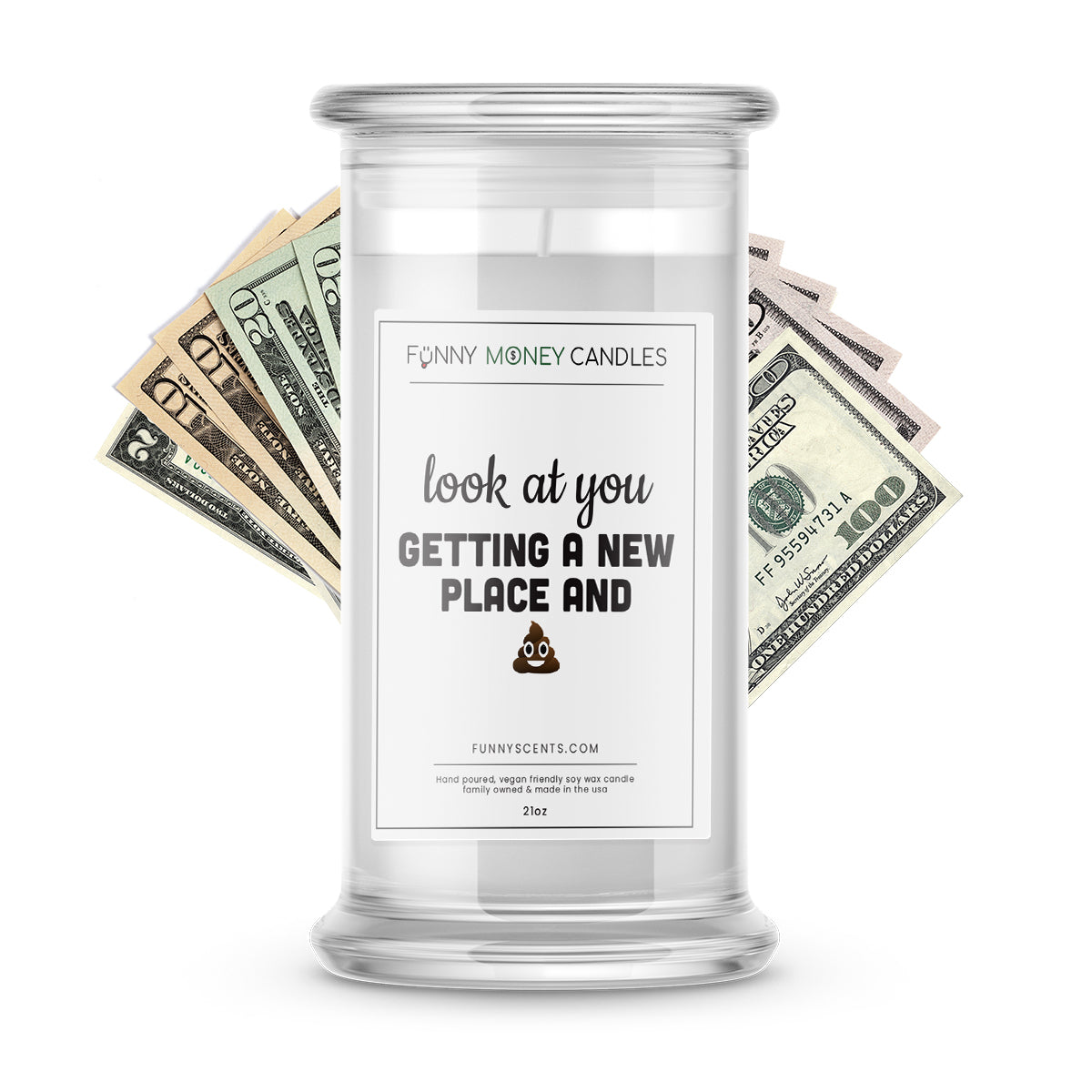 Look at you Getting a new Place  and Shit Money Funny Candles