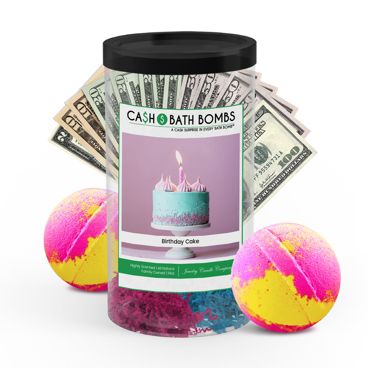 birthday cake cash bath bomb twin packs