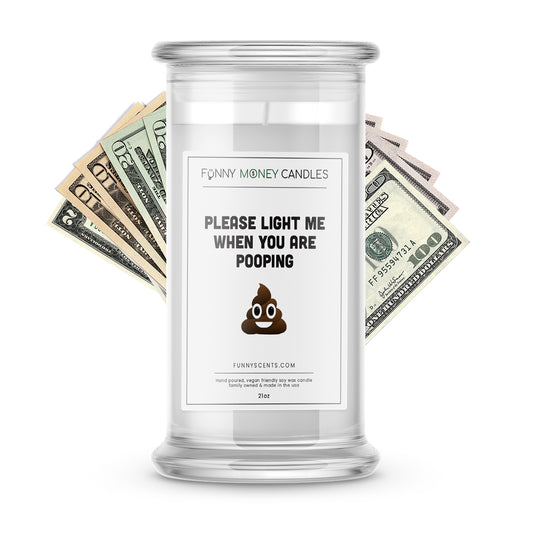Please Light Me When You are Pooping shit Money Funny Candles