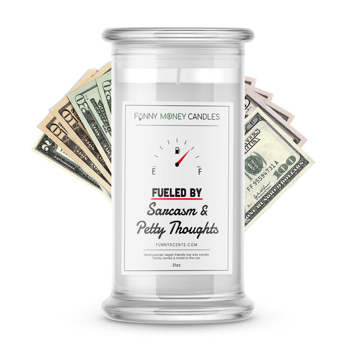 Fueled By Sarcasm and Pretty Thoughts Money Funny Candles