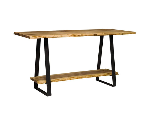 Amish Made Live Edge Bar Table with Stirrup Base