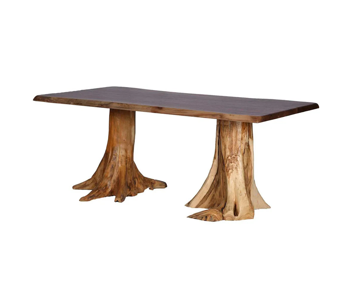 Amish Made Live Edge Double Stump Dining Table