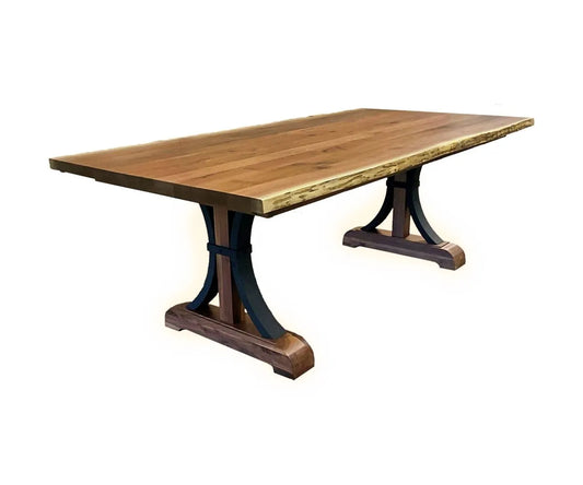 Amish Made Live Edge Dining Table with Buckle Base