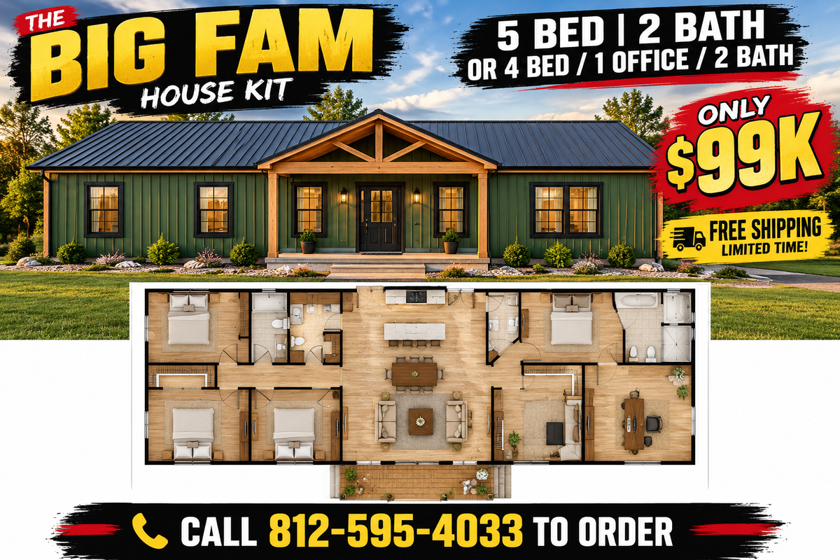 The Big Fam Budget House Kit (5 bed 2 bath or 4 bed, 1 office 2 bath)