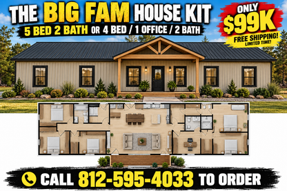 The Big Fam Budget House Kit (5 bed 2 bath or 4 bed, 1 office 2 bath)