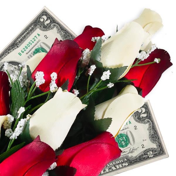 Cream & Red Bouquet | Cash Roses®-Cash Roses®-The Official Website of Jewelry Candles - Find Jewelry In Candles!