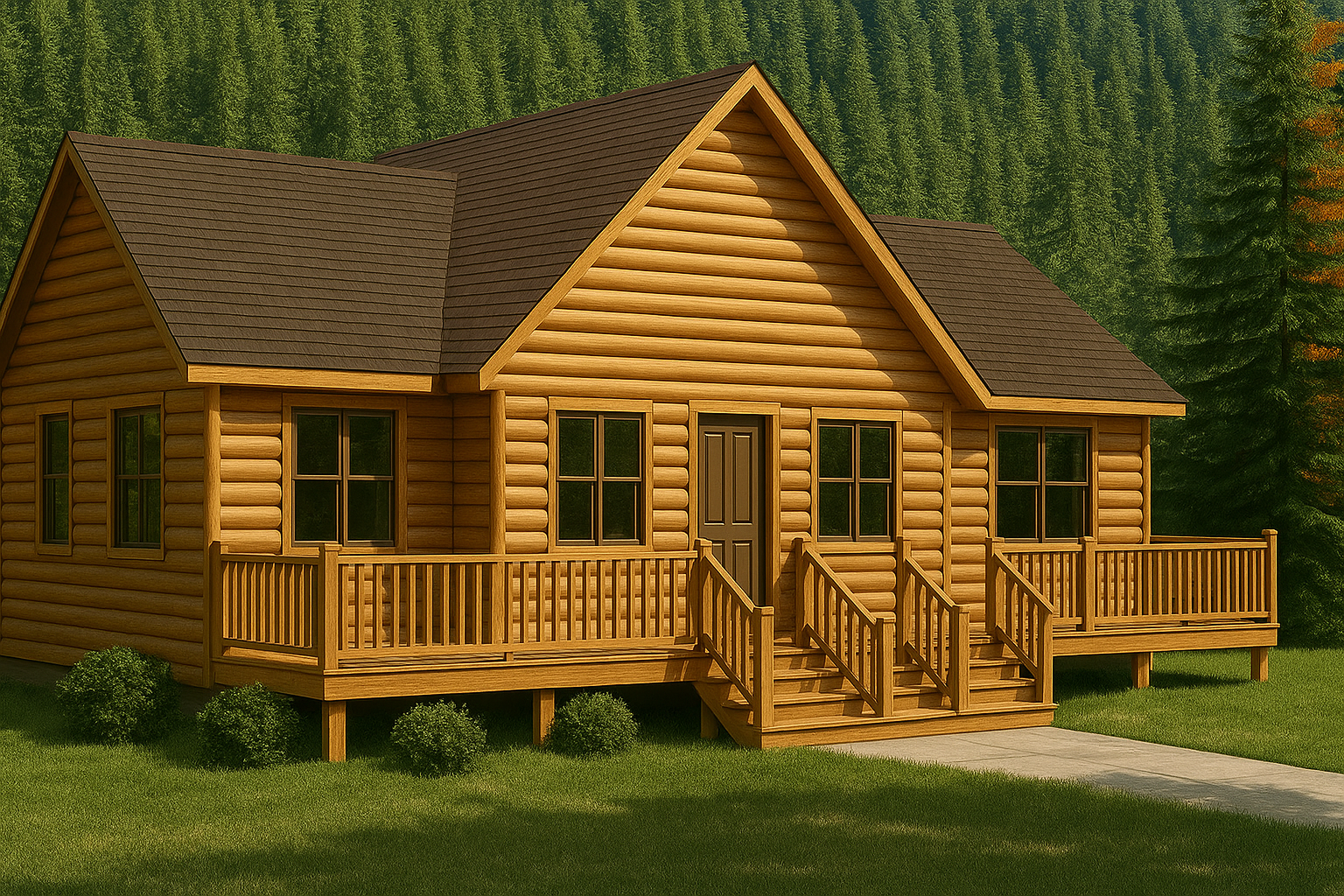 The Waterfront Panelized Log Home Kit - Panelized Cabin Kits – Amish ...