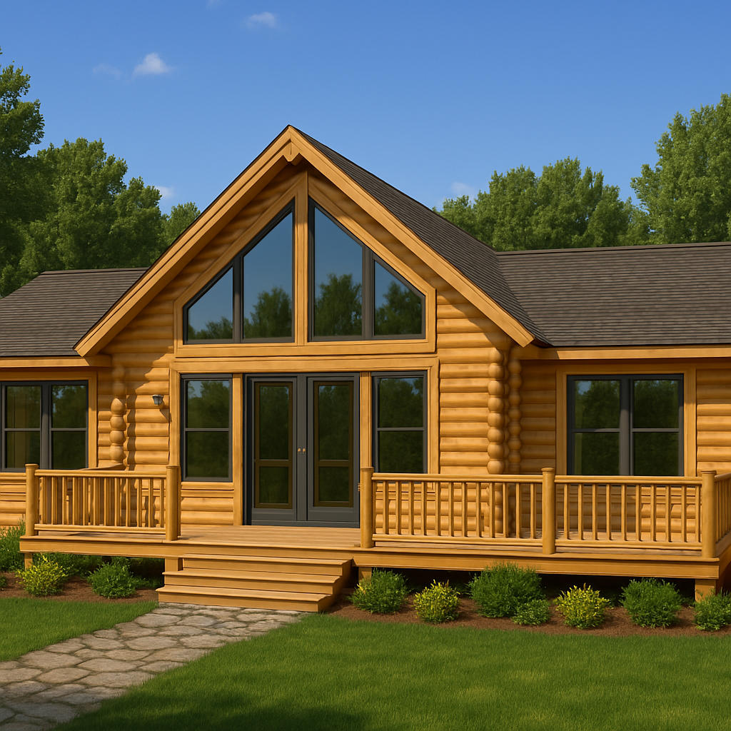 The Lake Front Log Home Plan - Log Home Kit – Amish Built Cabins ...