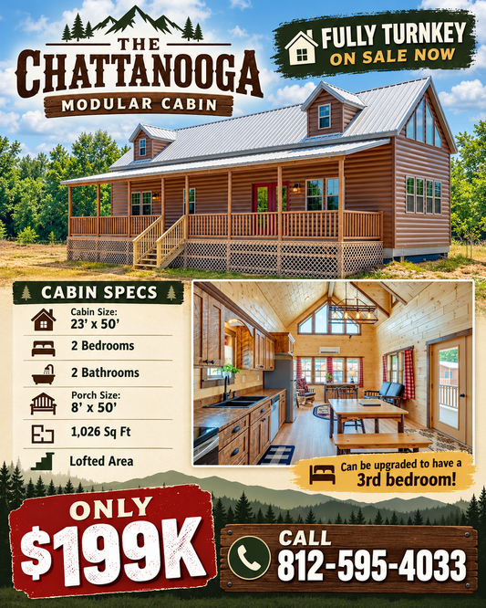 The Chattanooga Cabin (2 bed 2 bath or 3 bed 2 bath options)