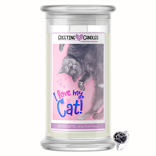 I Love My Cat Jewelry Greeting Candle