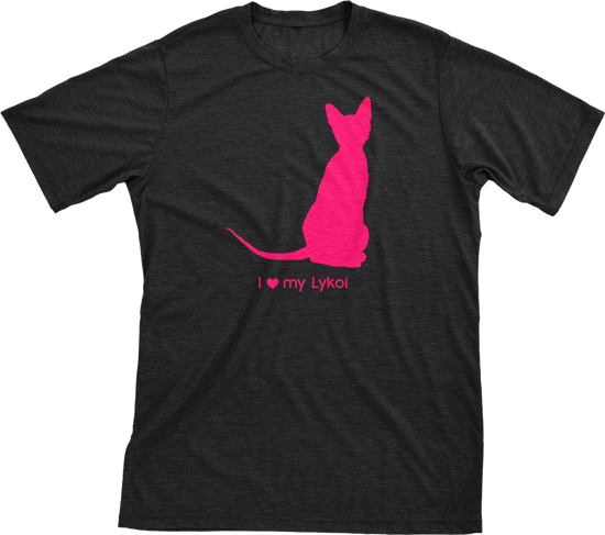 I Love My Lykoi | Must Love Cats® Hot Pink On Black Short Sleeve T-Shirt-Must Love Cats® T-Shirts-The Official Website of Jewelry Candles - Find Jewelry In Candles!