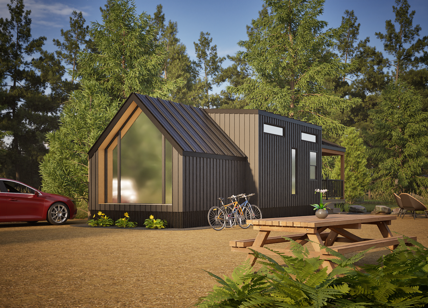 The LUXURY ASPEN A-Frame Tiny Home/ Park Model RV