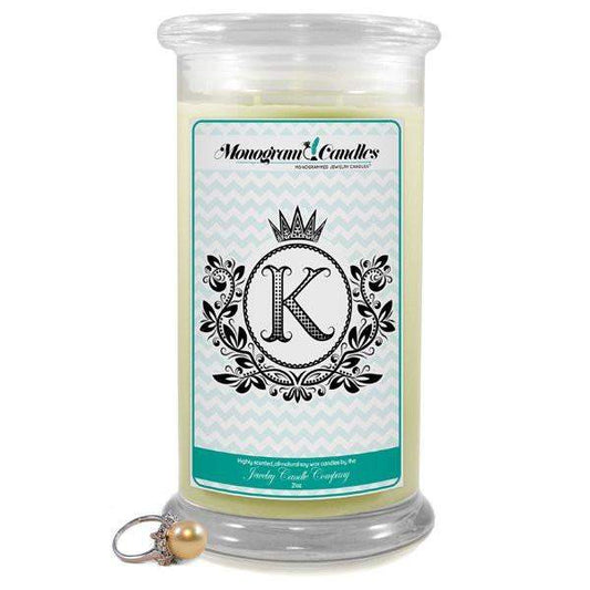 Letter K Monogram Candles-Monogram Candles-The Official Website of Jewelry Candles - Find Jewelry In Candles!