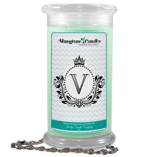 Letter V Monogram Candles-Monogram Candles-The Official Website of Jewelry Candles - Find Jewelry In Candles!