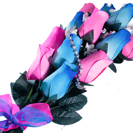 Baby Blue & Pink Bouquet | Jewelry Roses®-Jewelry Roses®-The Official Website of Jewelry Candles - Find Jewelry In Candles!