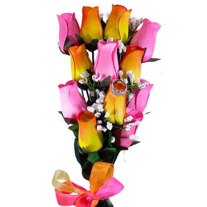 Orange Yellow Ombré & Pink Bouquet | Jewelry Roses®-Jewelry Roses®-The Official Website of Jewelry Candles - Find Jewelry In Candles!