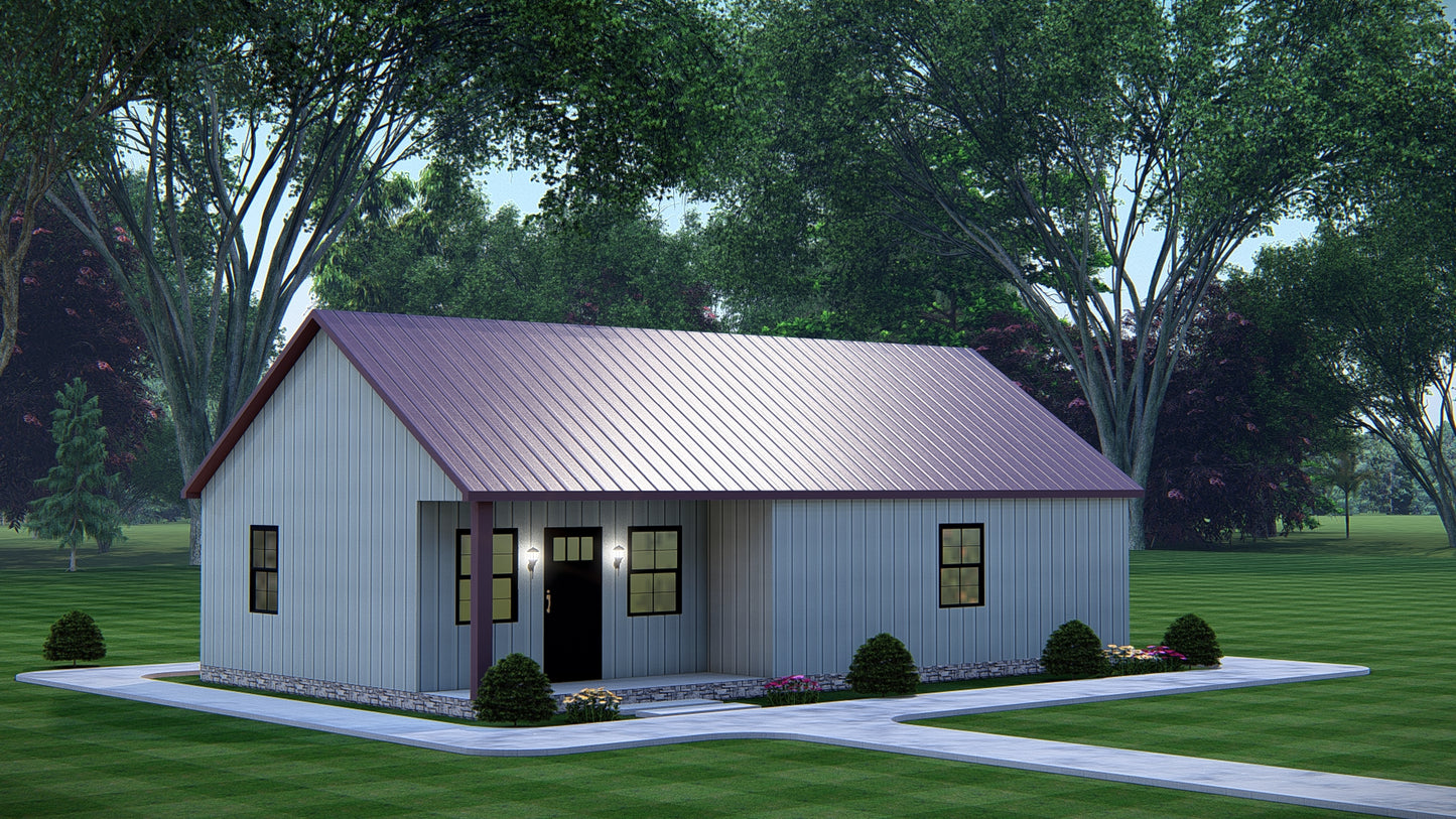 Rose Cottage Affordable Metal House Kit (3 bed 2 bath 1800 sq feet)