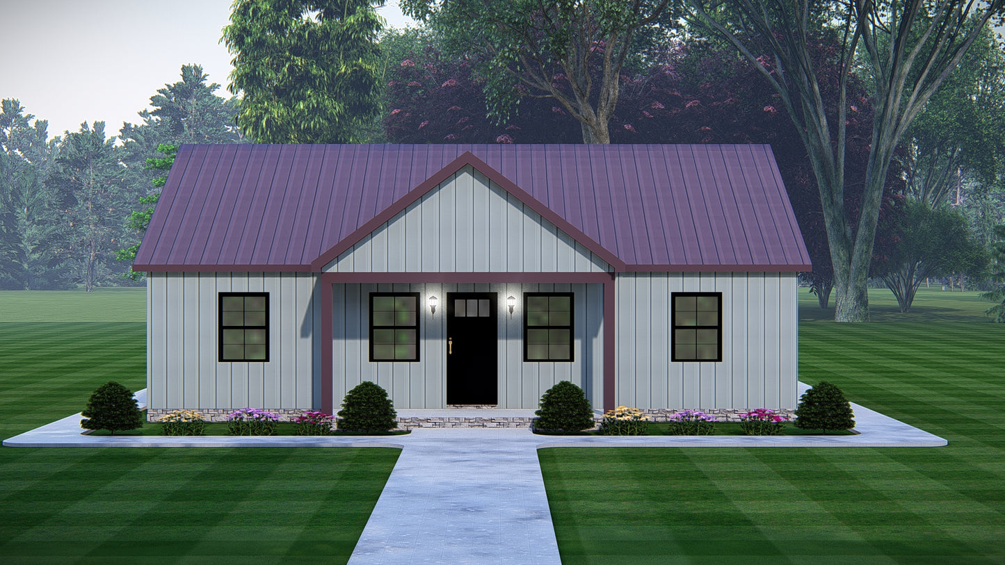 Jasmine Cabin Affordable Metal House Kit (3 bed 2 bath 1280 sq feet)