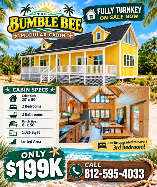 The Bumble Bee Modular Cabin (2 bed 2 bath or 3 bed 2 bath options)