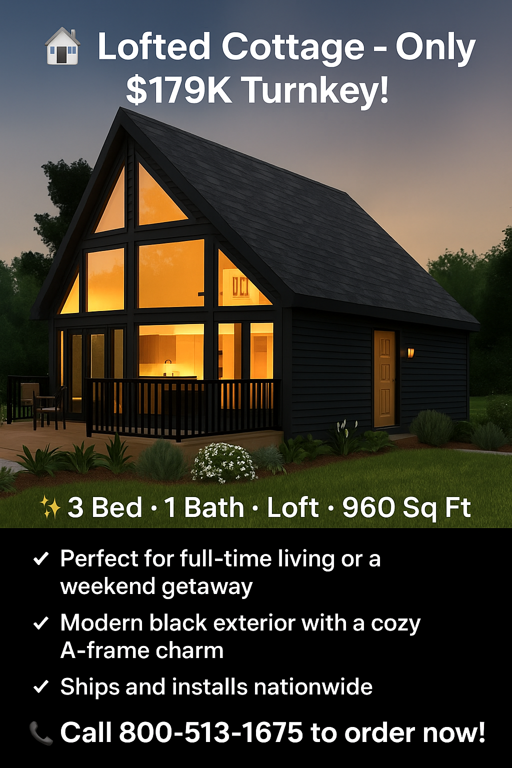 The Lofted Cottage (2 bed 1 bath OR 3 bed 1 bath options)
