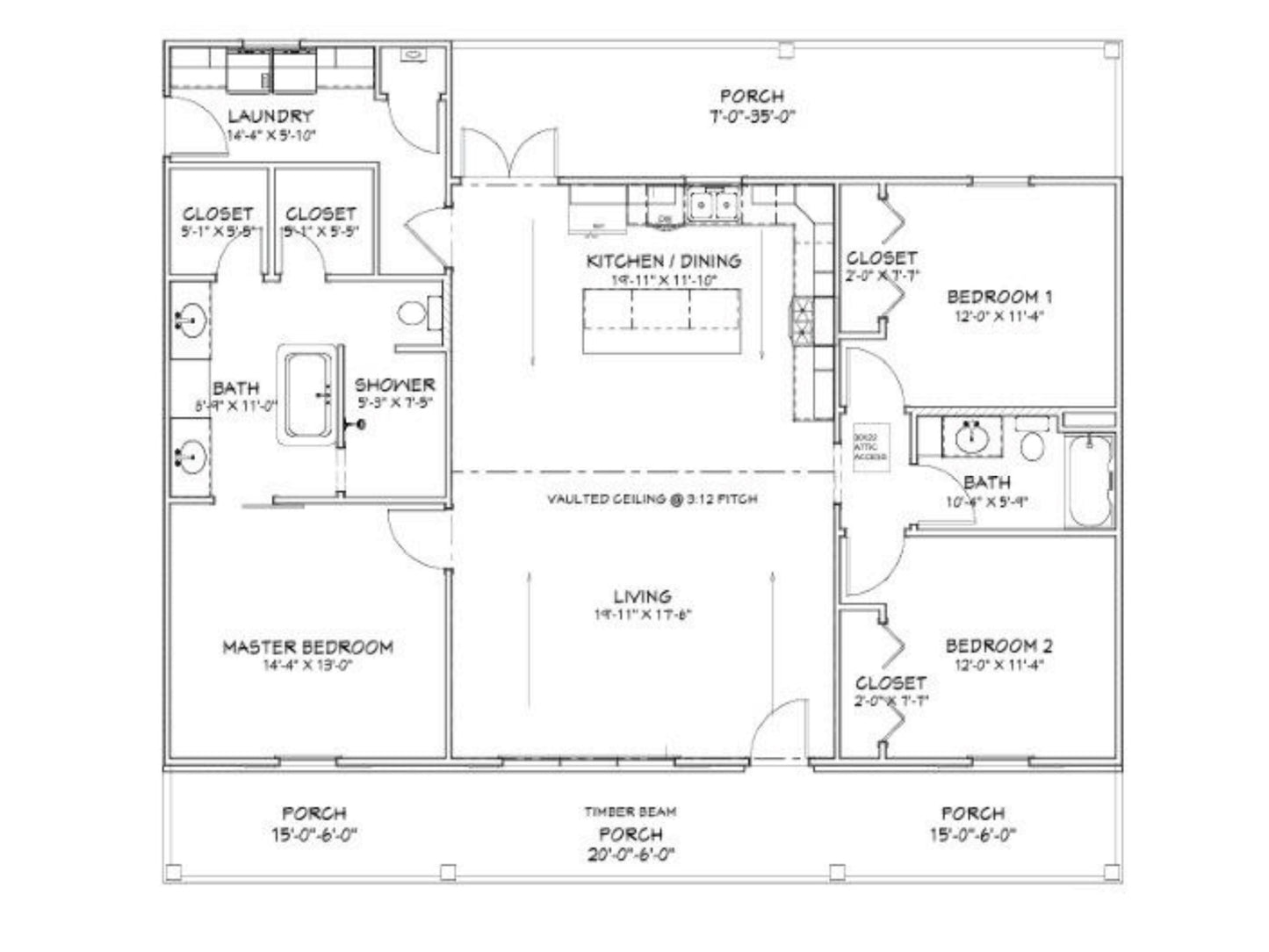 Midnight Ridge Farmhouse Affordable House Kit (3 bed 2 bath)