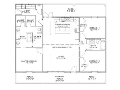 Midnight Ridge Farmhouse Affordable House Kit (3 bed 2 bath)