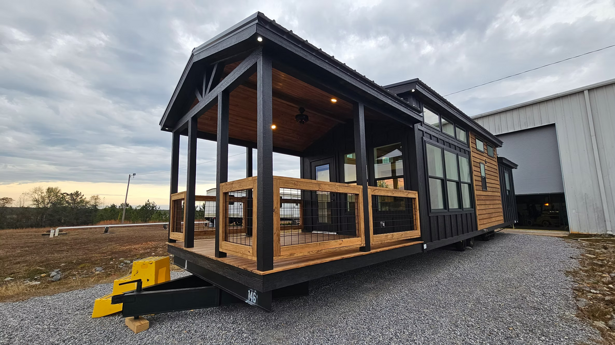 Module House Loft The Driftwood Loft – Modern Park Model with Loft & Bunk Room – Amish ...