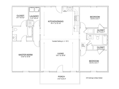 Blue Ridge Classic Affordable House Kit (3 bed 2 bath)
