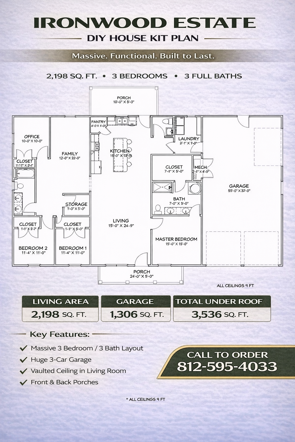 Ironwood Haven Affordable House Kit (3 bed 2 bath)