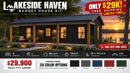 Lakeside Haven Tiny Home Affordable House Kit (2 bed 1 bath)