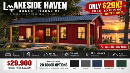 Lakeside Haven Tiny Home Affordable House Kit (2 bed 1 bath)