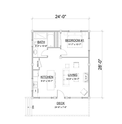 Moose Lodge Cabin Kit (2 sizes offered) - 3 floor plans to choose from.