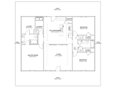 Prairie Oak Estate Affordable House Kit (3 bed 2 bath)