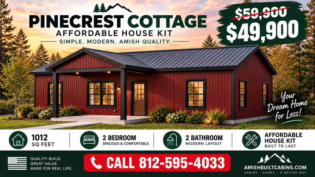 Pinecrest Cottage Affordable House Kit (2 bed 2 bath)