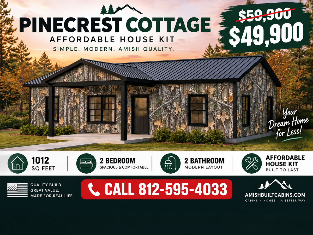 Pinecrest Cottage Affordable House Kit (2 bed 2 bath)
