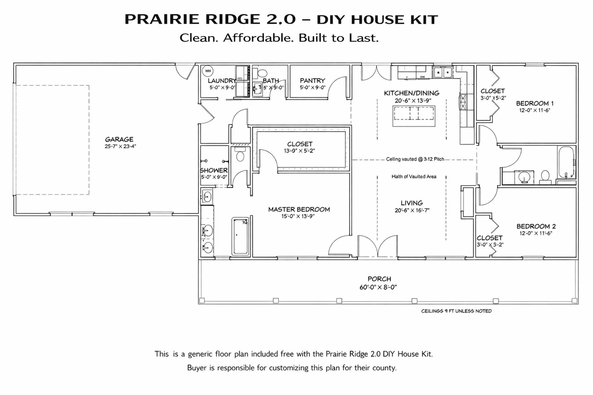 Prairie Ridge Layout Praire Ridge 2.0 Affordable House Kit (3 bed 2 bath) – Amish Built ...