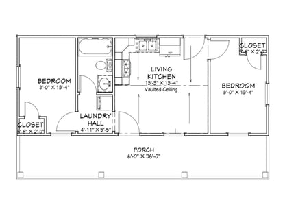 Lakeside Haven Tiny Home Affordable House Kit (2 bed 1 bath)